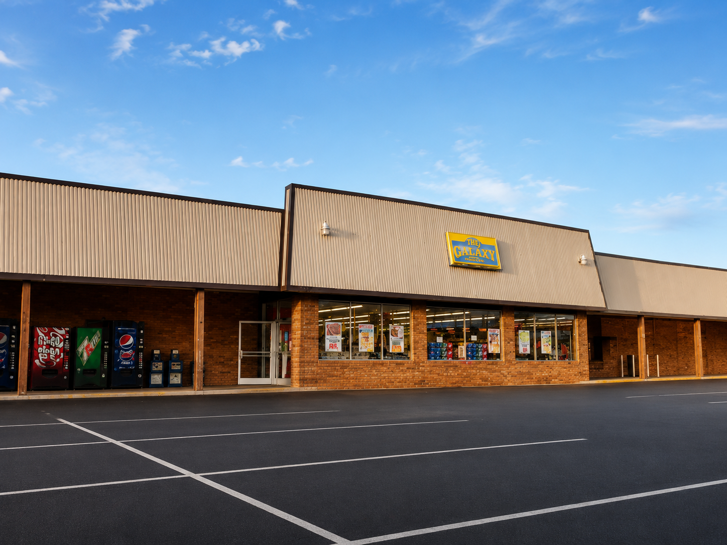 The Galaxy storefront and neighboring local shops in Boonville